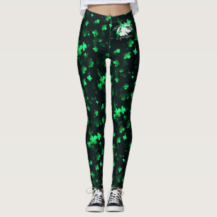 Leggings de Clovers verts avec logo blanc B&BE