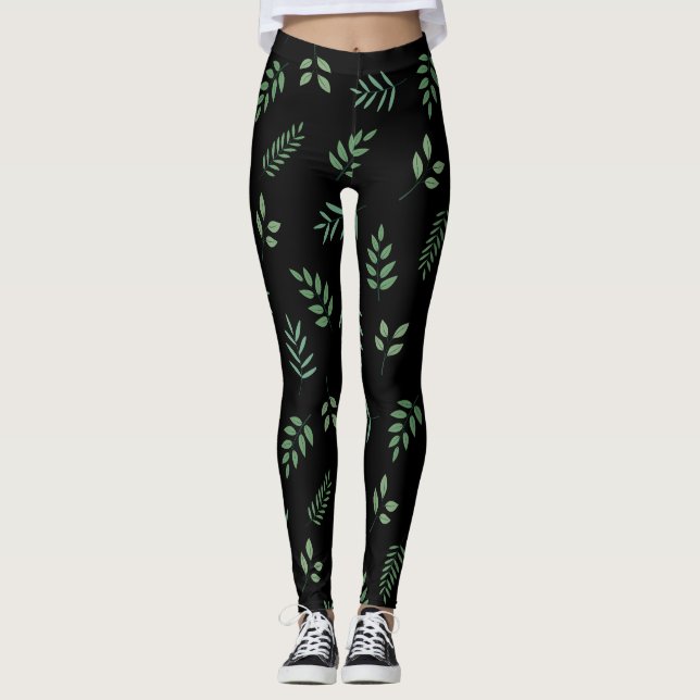 Leggings de conception feuille botanique - tendanc (Devant)