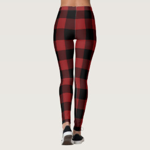 Leggings de contrôle de bisons noirs et rouges