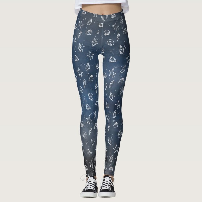 Leggings de coquillages en mer foncée (Devant)