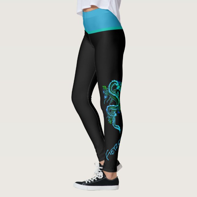 Leggings de dragon bleu et vert (Gauche)