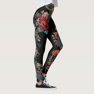 Leggings de dragon dans le style tatouage japonais