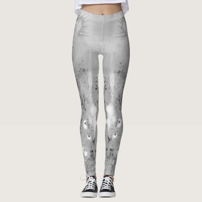 Leggings de dragon en niveaux de gris (Devant)