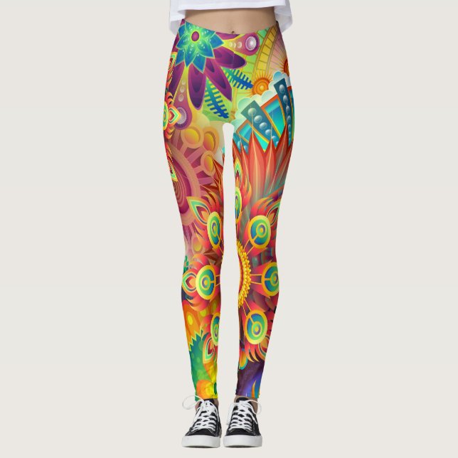 leggings de fleurs psychédéliques (Devant)