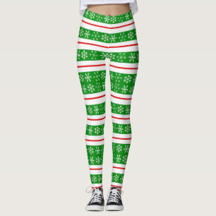 Leggings de flocon rouge et vert
