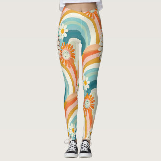 Leggings de gym pastel arc-en-ciel et floral