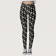 Leggings de Halloween noirs à motif diamant crânes