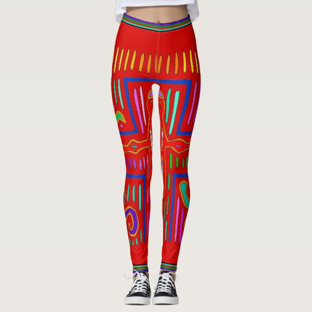 Leggings de Kuna Indian Mola Cross (Devant)