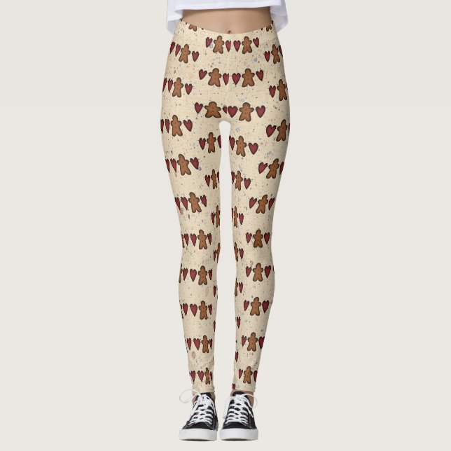 Leggings De L'Homme Coeur Et Pain D'Épice (Devant)