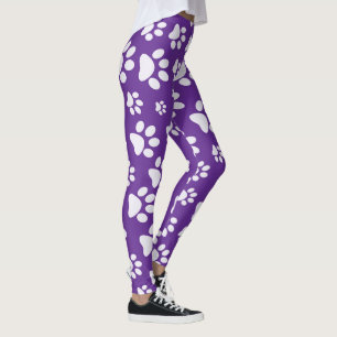 Leggings de mode PawPrint violet et blanc