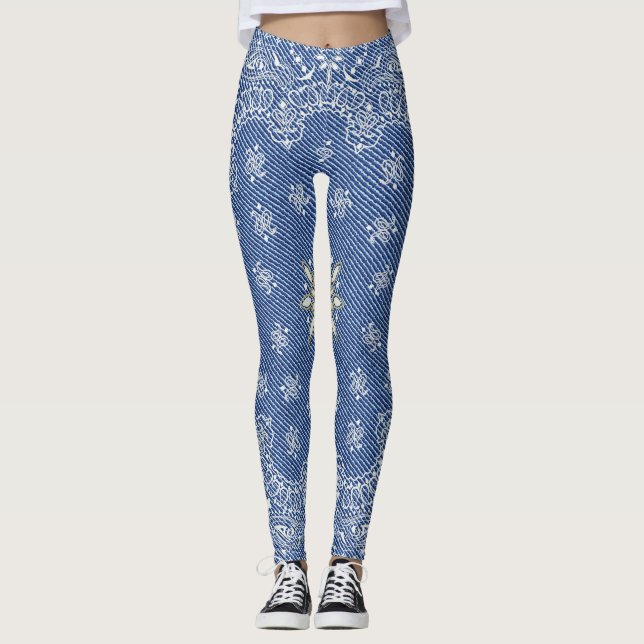 Leggings de mouchoirs bleu Jane (Devant)