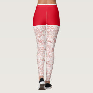 Leggings de Noël Faux Floral White Lace Fishnet