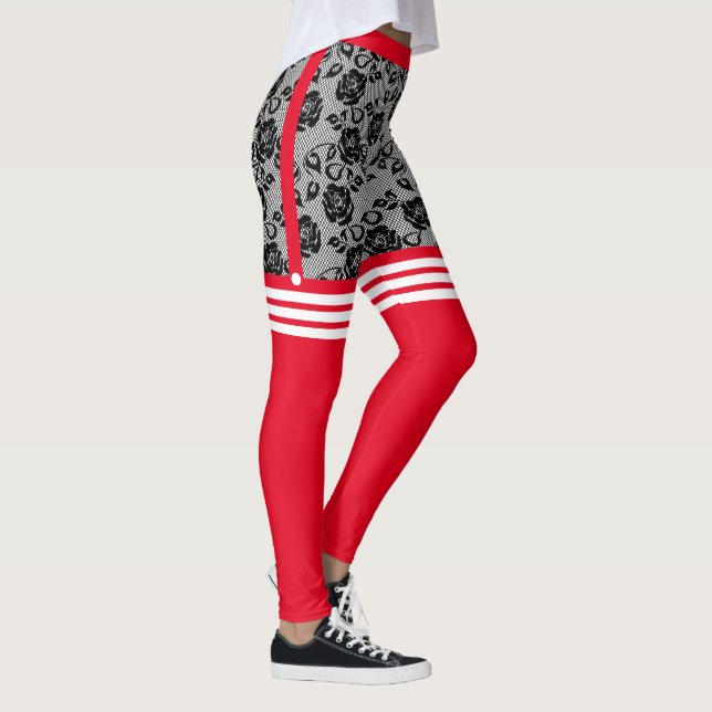 Leggings de Noël Père Noël Faux Rose Dentelles OTK (Droite)