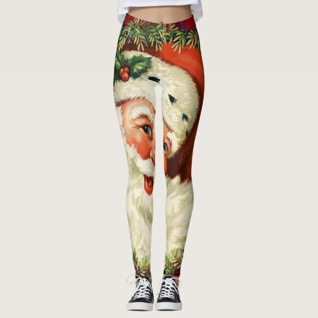 Leggings de Noël Père Noël Tartan (Devant)