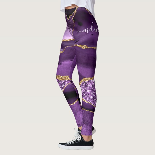 Leggings de Parties scintillant d'or violet avec n (Gauche)