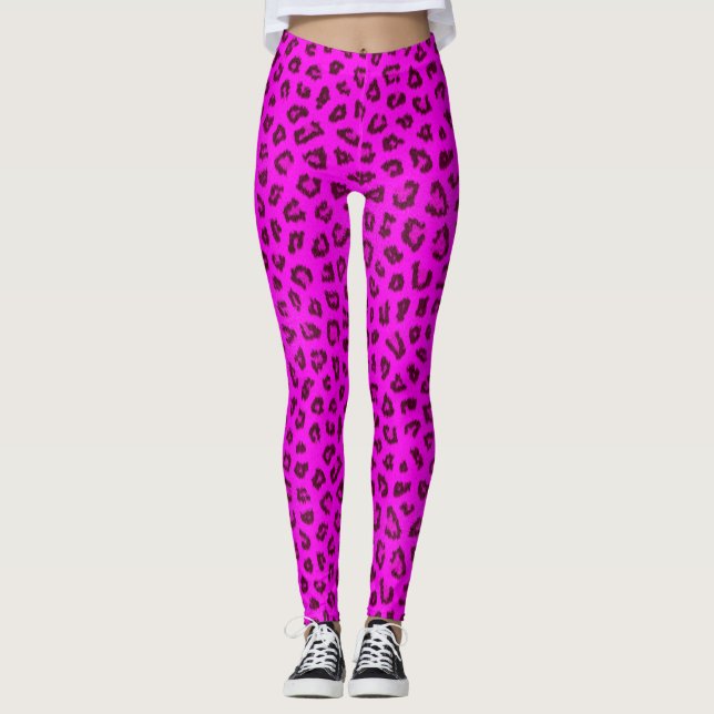 Leggings de peau de léopard rose (Devant)