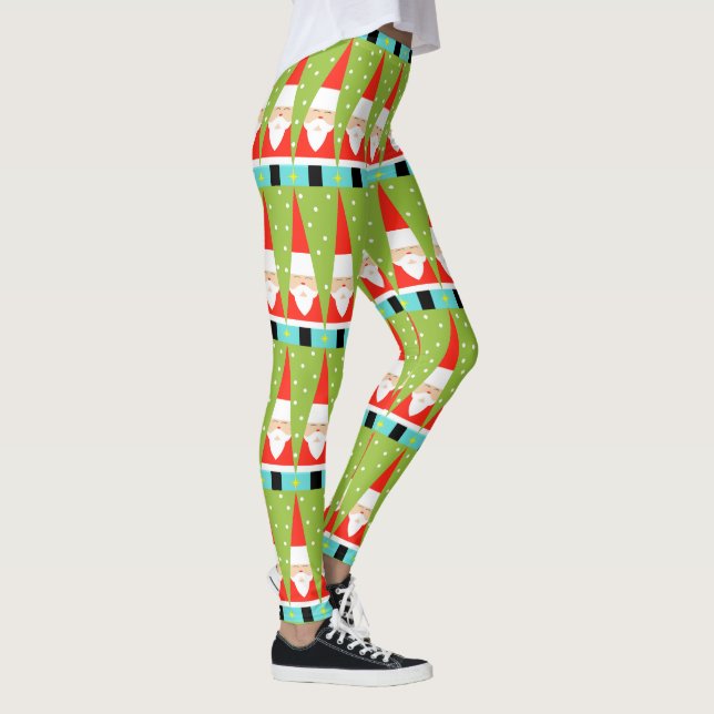 Leggings de Père Noël géométriques rétro (Droite)