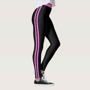 Leggings de sport noires à rayure latérale rose Yo