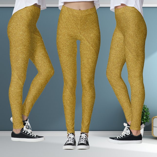 Leggings de style Motif de Parties scintillant d'o (Metallic Gold Glitter Pattern Style Leggings)