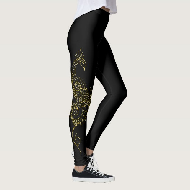 Leggings de tatouage Peacock Or (Droite)