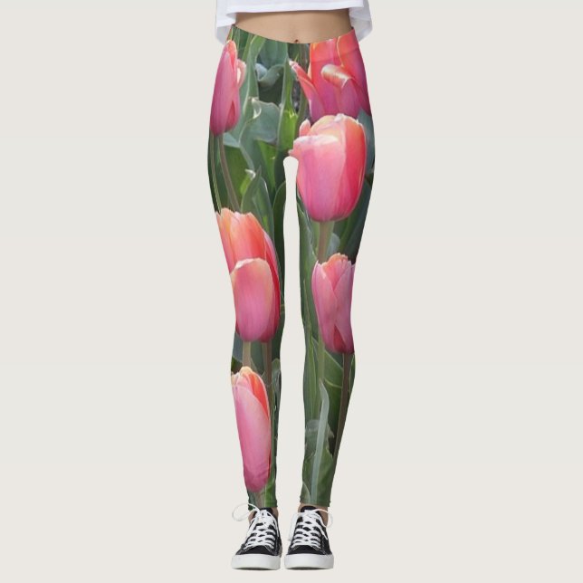 Leggings de tulipe rose (Devant)
