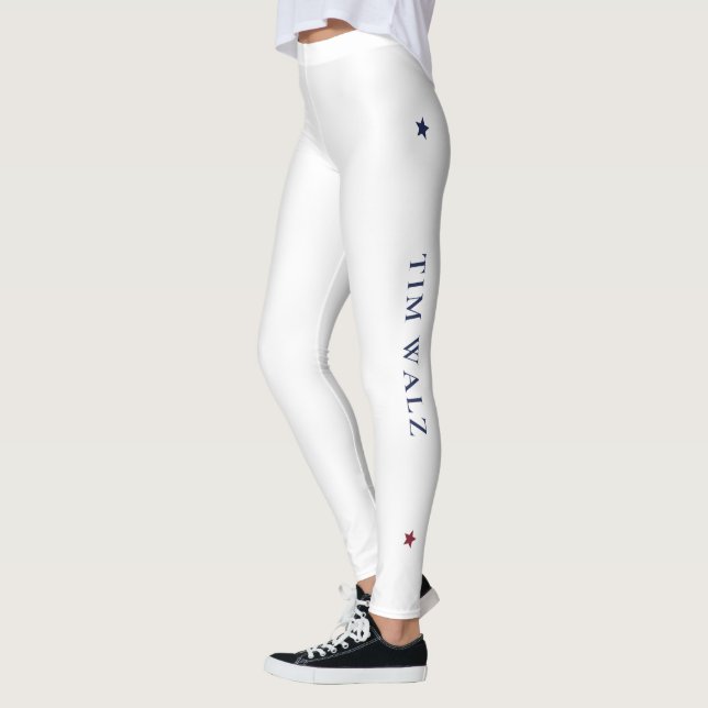 Leggings de yoga Harris-Walz blanc avec étoiles (Gauche)