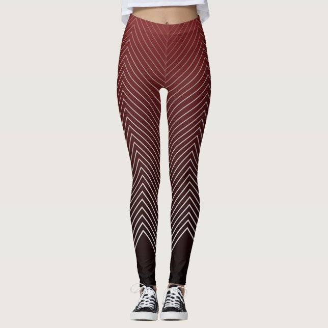 Leggings de Yoga Illusion Noire Rouge (Devant)