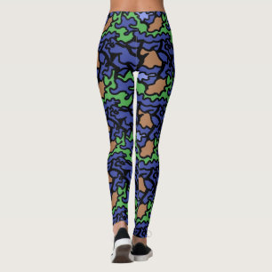 Leggings de Yoga motif original bleu vert orange