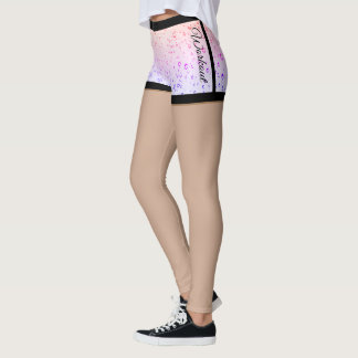 Leggings Déchets de gouttelettes d'eau rose violet perles l