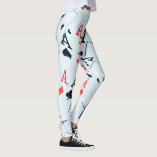 Leggings "Deck of Destiny : Layered Aces in a Poker Shuffle