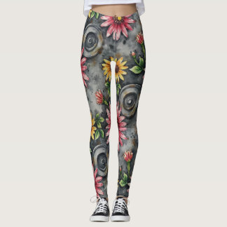 Leggings Deconstructed Floral Mandalas Seamless Pattern