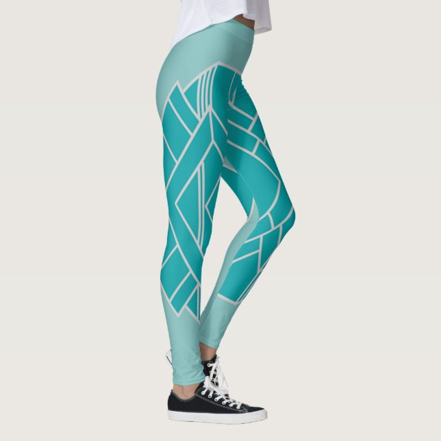 Leggings Décor Art Déco turquoise inspiré (Droite)