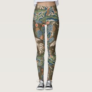 Leggings Décor d'antiquité chinois d'oiseaux