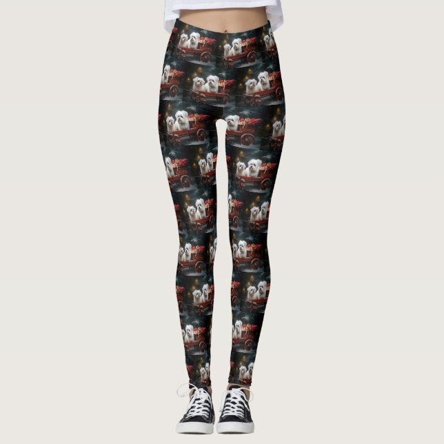 Leggings Décor de Noël maltais Snowy Sleigh (Devant)