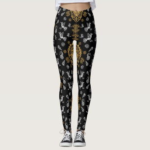 Leggings Décor d'origine artistique aztèque mexicaine