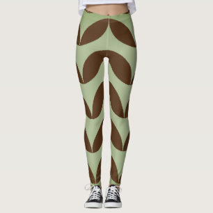 Leggings Décor géométrique demi-cercle brun & vert tendance