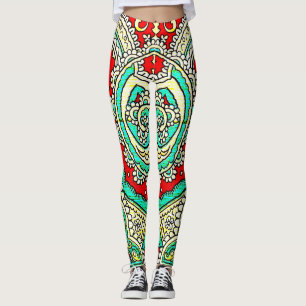 Leggings Décor néon arabesque : style années 80.