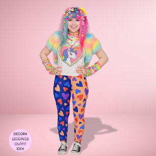 Leggings Decora Colorée Harajuku Cœurs Kawaii Mode Japonais