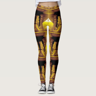 Leggings Déesse égyptienne, or sur Temple Noir