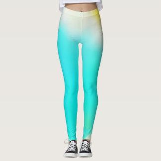 Leggings Dégradé aquarelle jaune à sarcelle Ombre Soleil oc