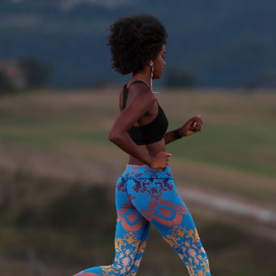 Leggings Dégradé de damas bleu orange 