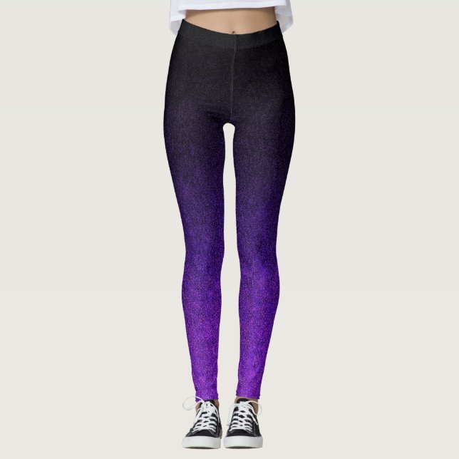 Leggings Dégradé de Parties scintillant noir et pourpre (Devant)
