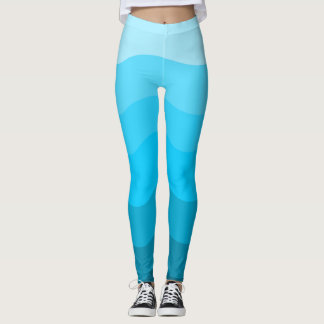 Leggings Dégradé des vagues bleues