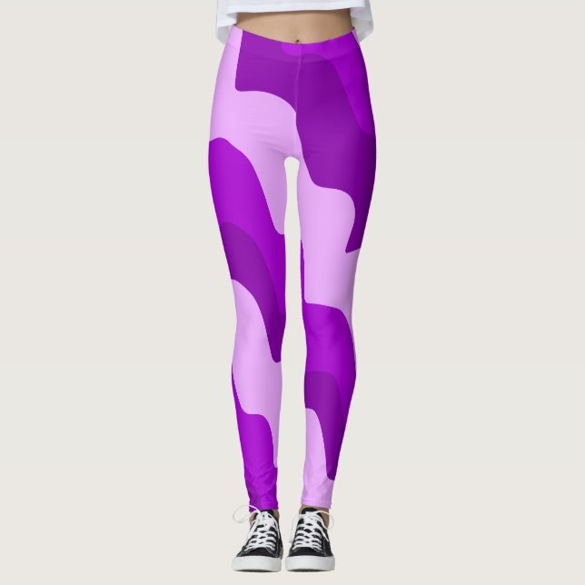 Leggings Dégradé des vagues ondulées violettes de l'océan (Devant)