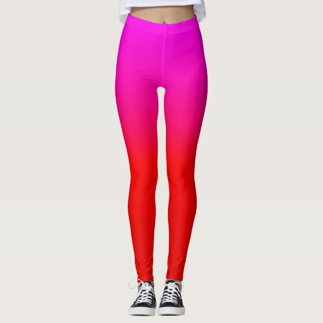 Leggings dégradé noir rose, écarlate, rouge, rose (Devant)