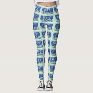 Leggings Déjeuner chaud en bleu et vert