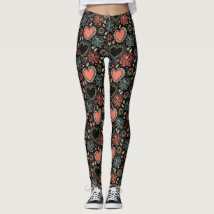 Leggings Délice de Fleurs Sombres : Motif Floral Sans Coutu
