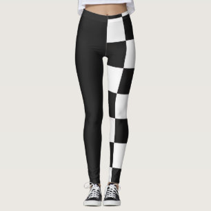 Leggings Demi-noir et blanc à carreaux moderne monochrome