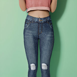 Leggings Dénim bleu détendu genou maigre Jeans