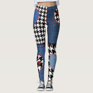 Leggings Denim Patchwork : Motif en tissu transparent
